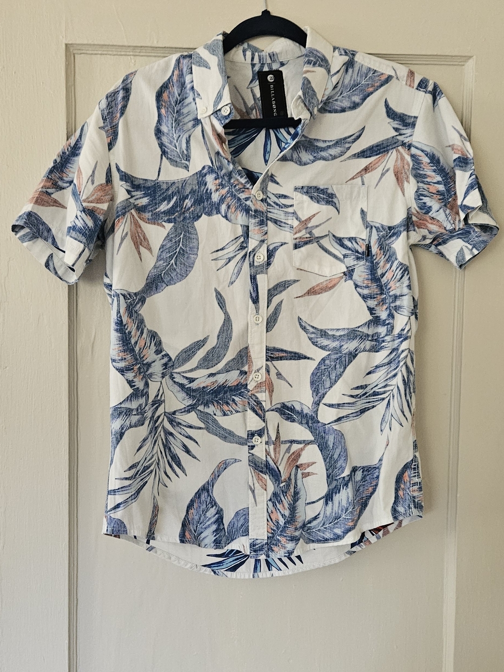 Men's Blue Tropical Floral Short Sleeve Shirt